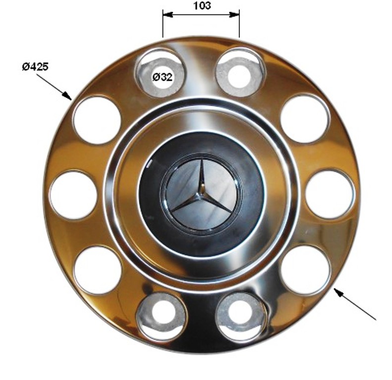 Cache-écrou de roue en acier inoxydable avec étoile MB