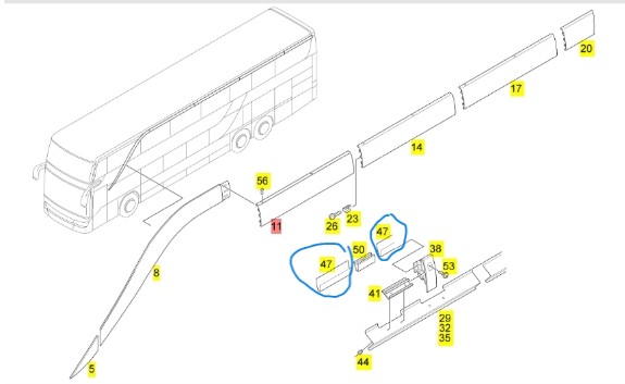 Setra rain gutter trim Setra 400 / A 629 698 03 01